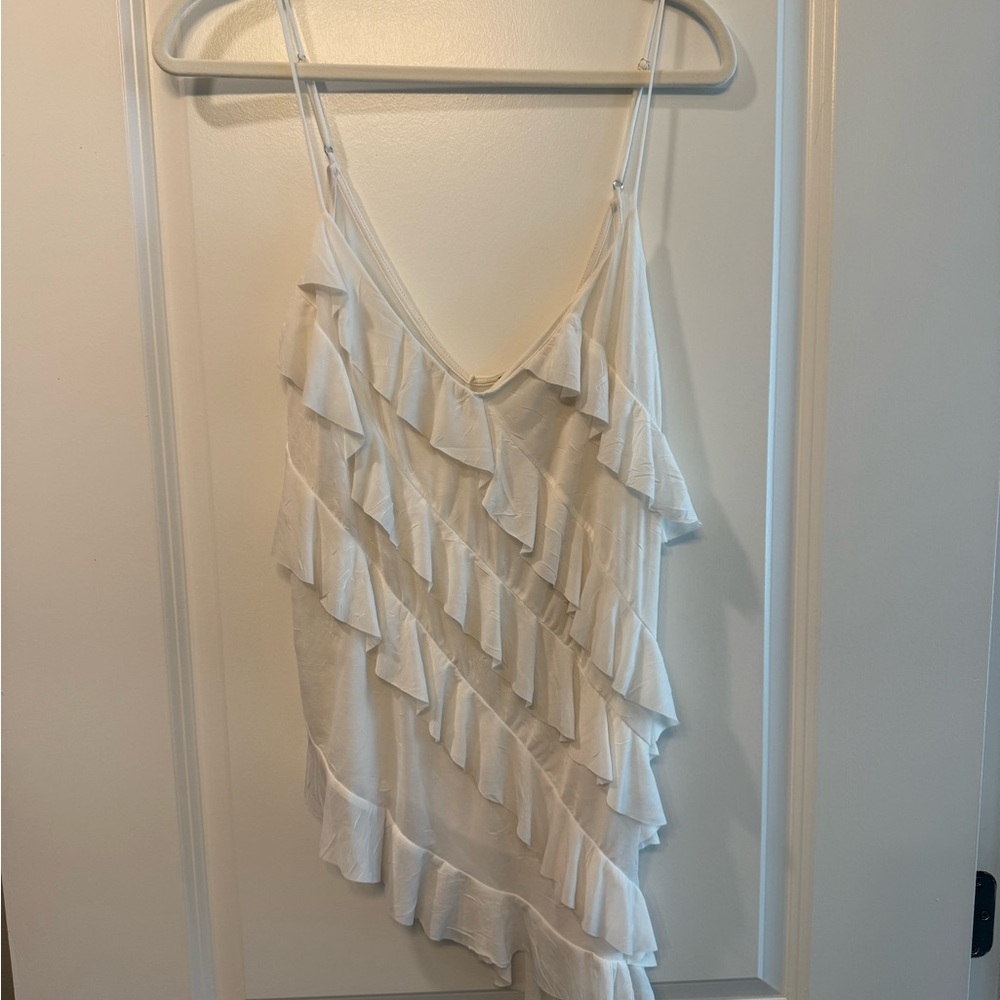 Bershka White Ruffle Camisole Top